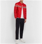 Moncler - Slim-Fit Striped Jacquard-Trimmed Quilted Shell Down Jacket - Red