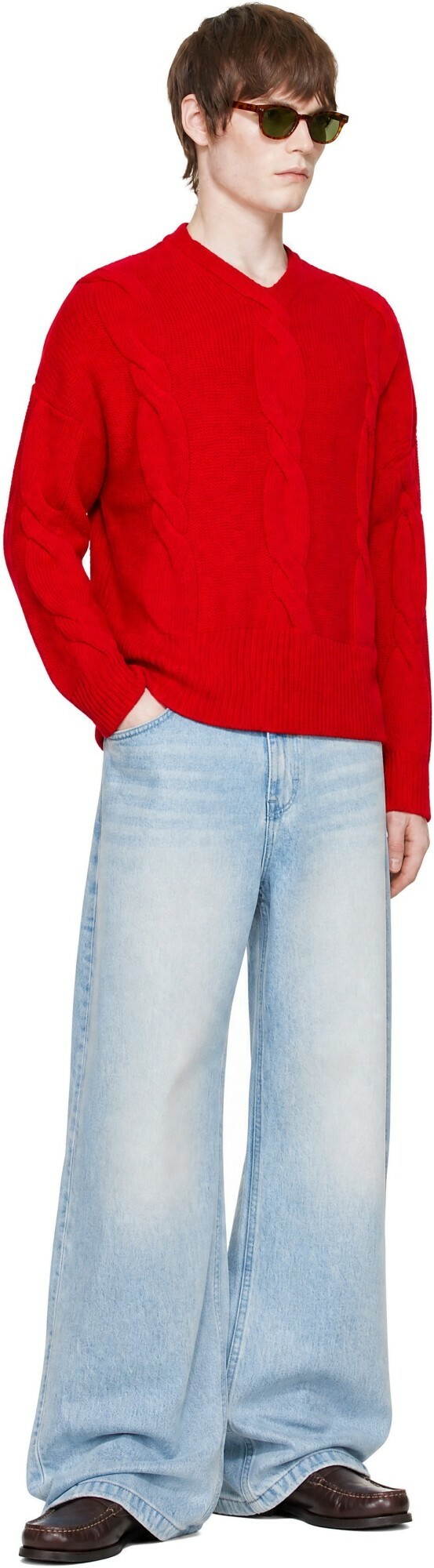 Cordera Red Wool Braided Sweater