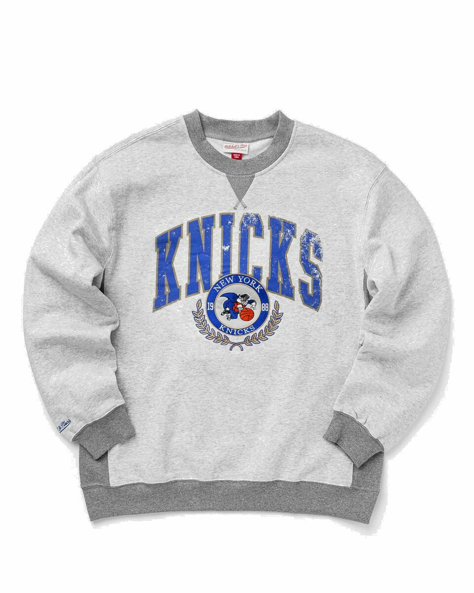 Photo: Mitchell & Ness Nba Premium Fleece Crew Vintage Logo New York Knicks Grey - Mens - Sweatshirts/Team Sweats
