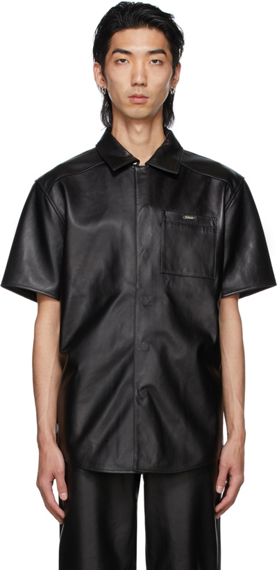 Photo: 032c Black Leather Short Sleeve Shirt