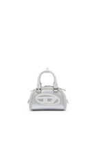 Diesel 1DR Dome - Mini bowling bag in satin and suede - Crossbody Bags Womens in Silver