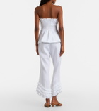 Posse Florence ruffled linen wide-leg pants