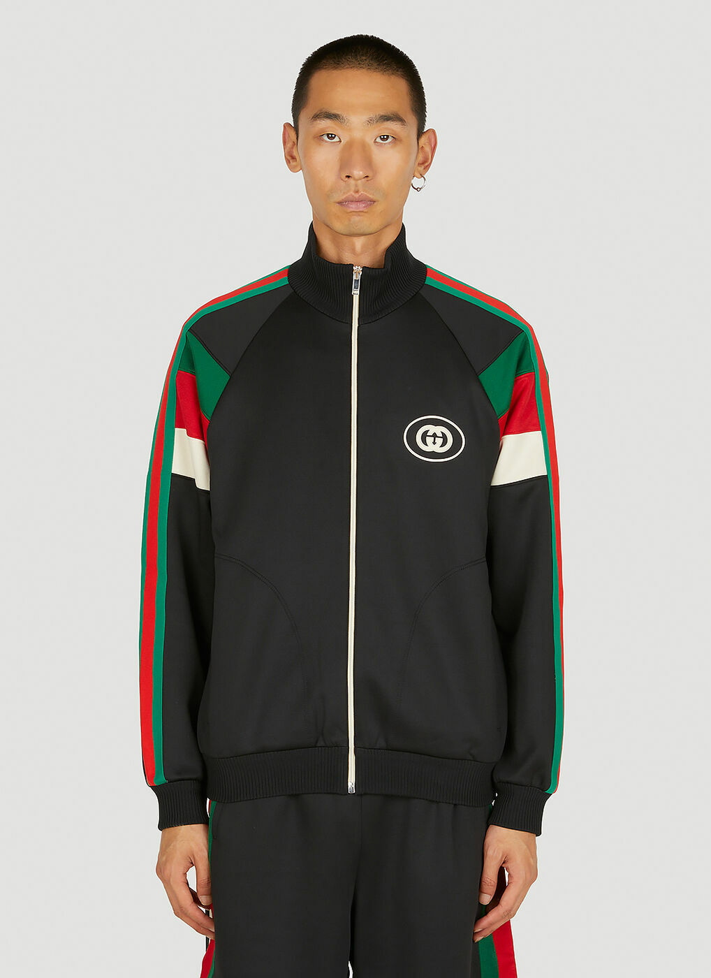 Stripe Track Jacket in Black Gucci