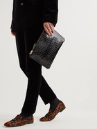 TOM FORD - Buckley Logo-Print Croc-Effect Leather Pouch