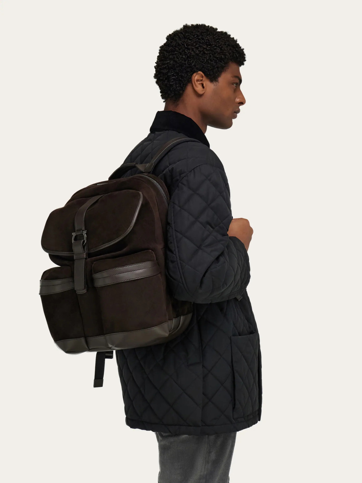 Ferragamo Mens Suede backpack in Brown