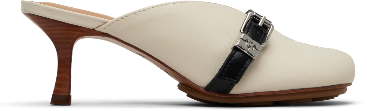 GANNI Off-White Sue Mule Heels