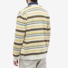 Beams Plus Men's Fair Isle Jaquard Cardigan in Off White