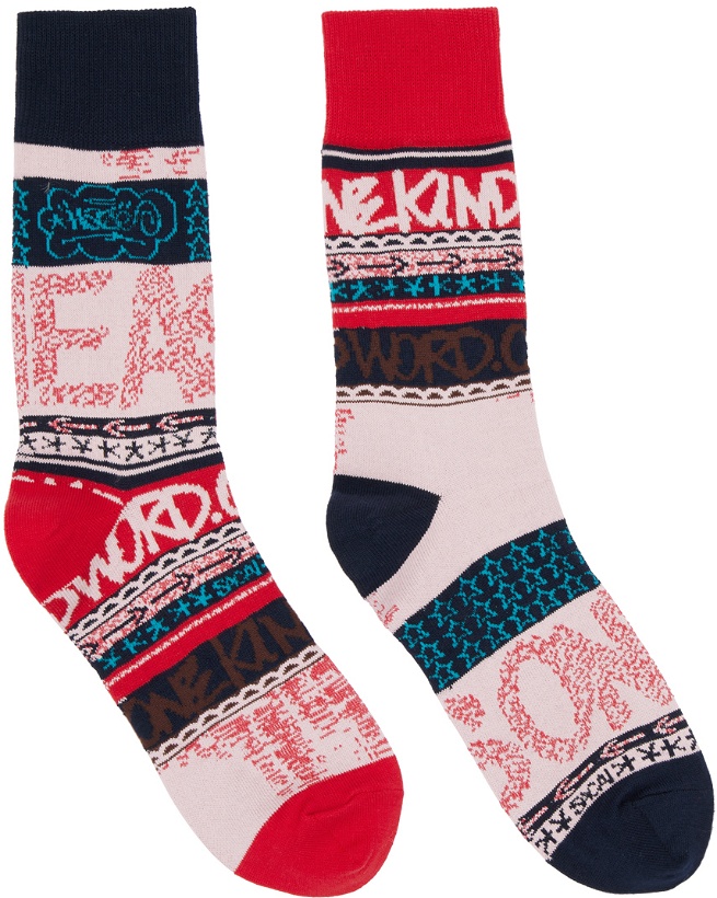 Photo: sacai Red & Pink Eric Haze Edition Stripe Socks