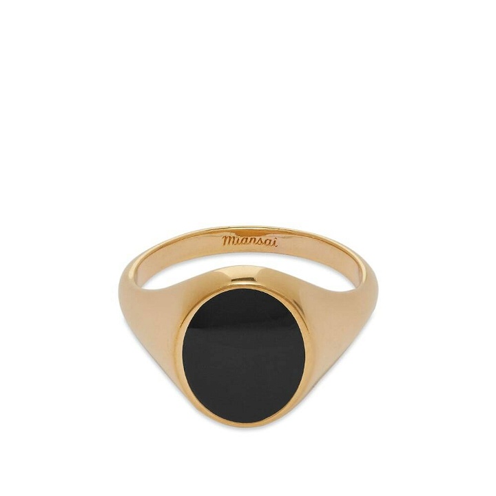 Photo: Miansai Men's Heritage Ring with Enamel Top in Gold/Black