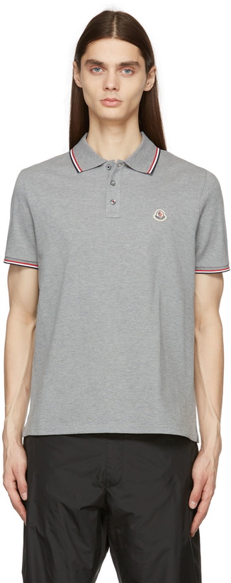 Photo: Moncler Grey Tricolor Stripe Polo