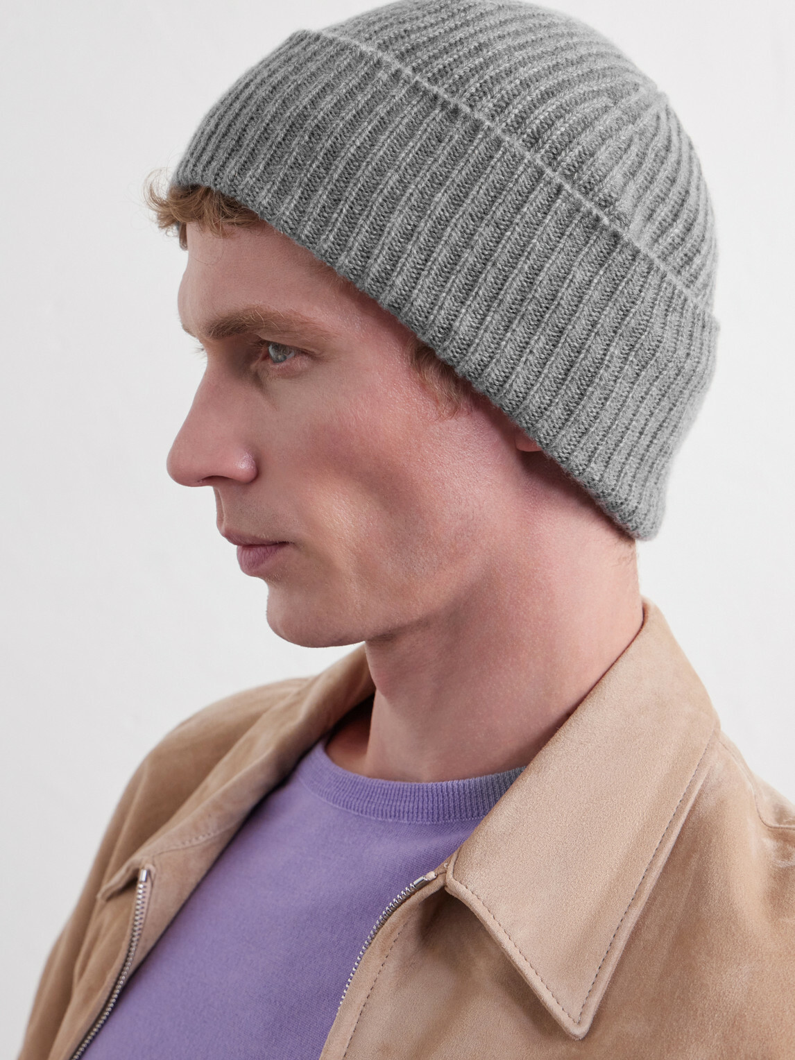 Anderson & Sheppard - Ribbed Cashmere Beanie - Gray