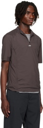 AMOMENTO Brown Mock Neck Zip T-shirt