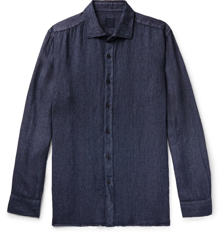 Photo: 120% - Garment-Dyed Striped Linen Shirt - Blue