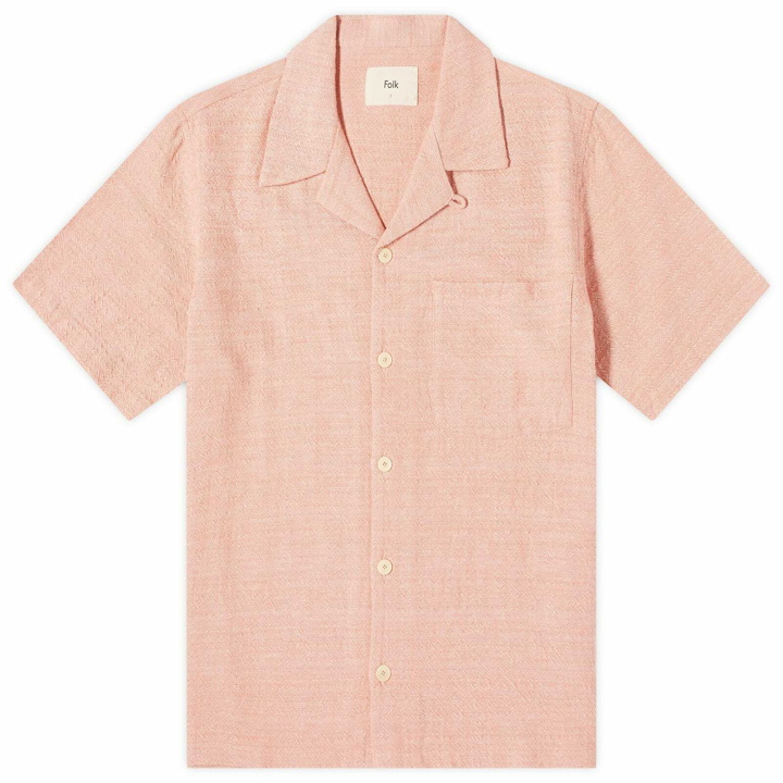 Photo: Folk Men's Soft Collar Vacation Shirt in Coral Texture