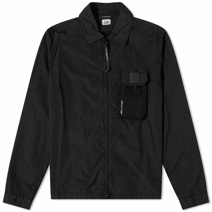 Photo: C.P. Company Men's Metropolis Tech Patch Zip Overshirt in Black