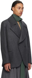 Aaron Esh Gray Double-Breasted Peacoat