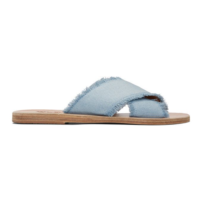 Ancient Greek Sandals Blue Denim Thais Sandals Ancient Greek Sandals