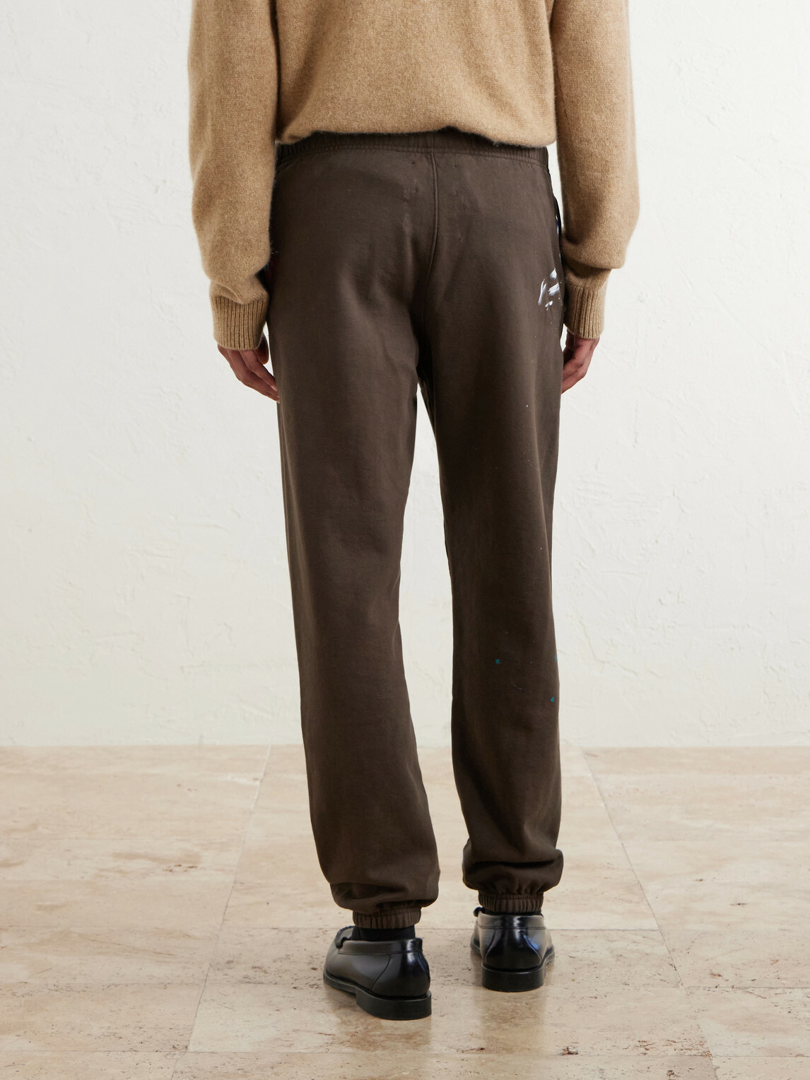 Gallery Dept. - Logo-Print Paint-Splattered Cotton-Jersey Sweatpants - Brown