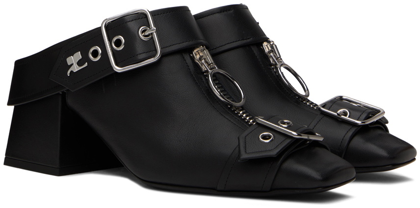 Courrèges Black Gogo Leather Mules