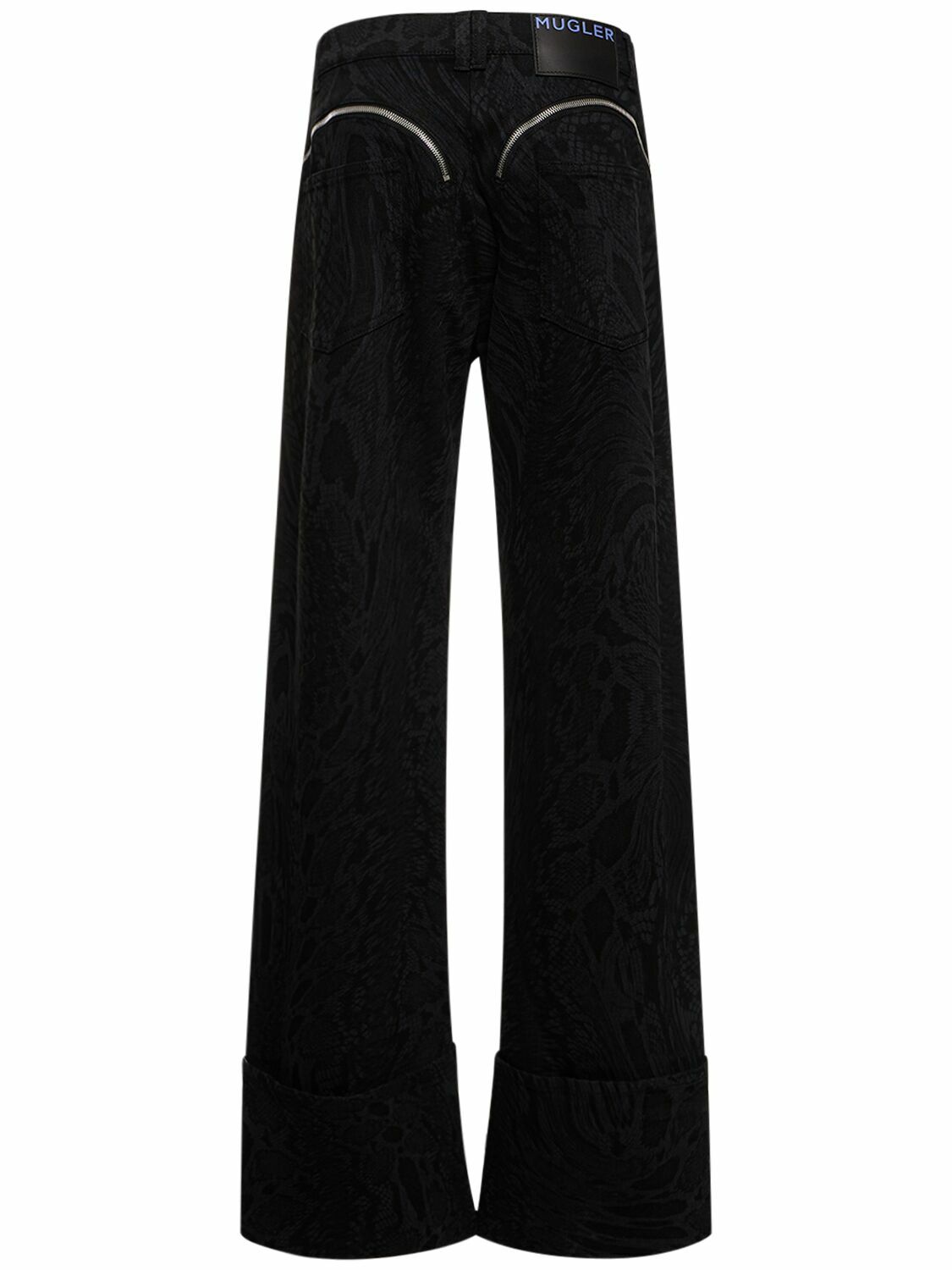 【関税込み】Mugler ブラック Laser Snake ジーンズ MUGLER - Laser Snake Denim High Rise Zip Jeans Mugler