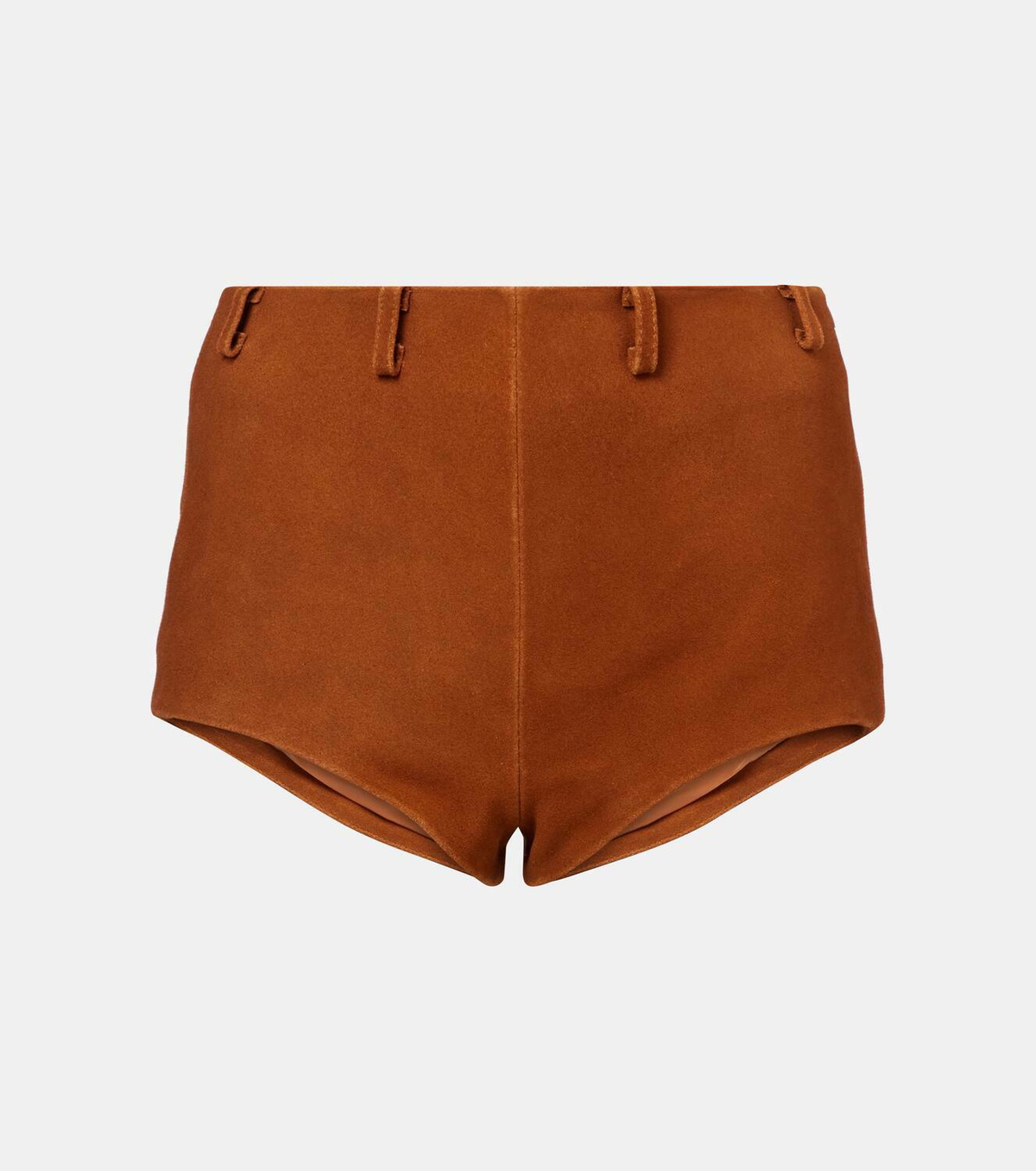 Self-Portrait High-rise suede shorts