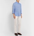 Brunello Cucinelli - Button-Down Collar Mélange Linen Shirt - Blue