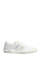 Philippe Model Prsx Low Sneakers In Silver Suede And Leather