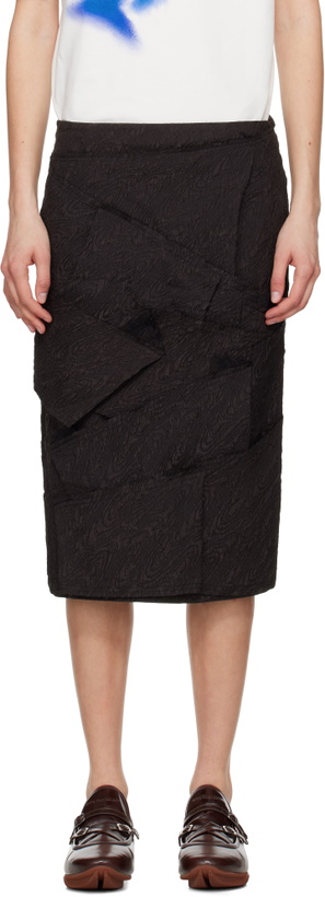 Photo: ADER error Black Raw Edge Midi Skirt