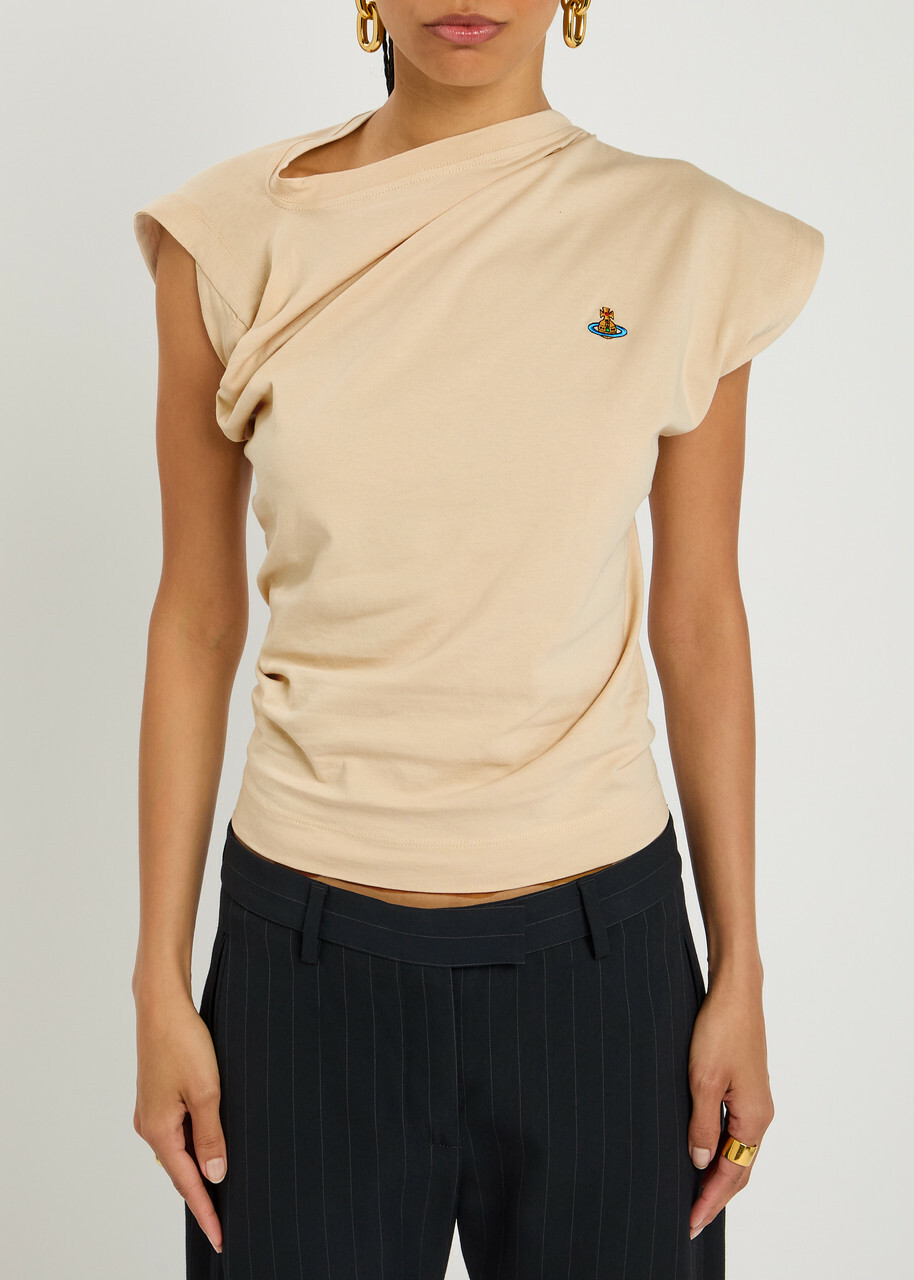 【関税込み】Vivienne Westwood ベージュ Hebo Tシャツ Vivienne Westwood Hebo Gathered Cotton T-shirt Beige