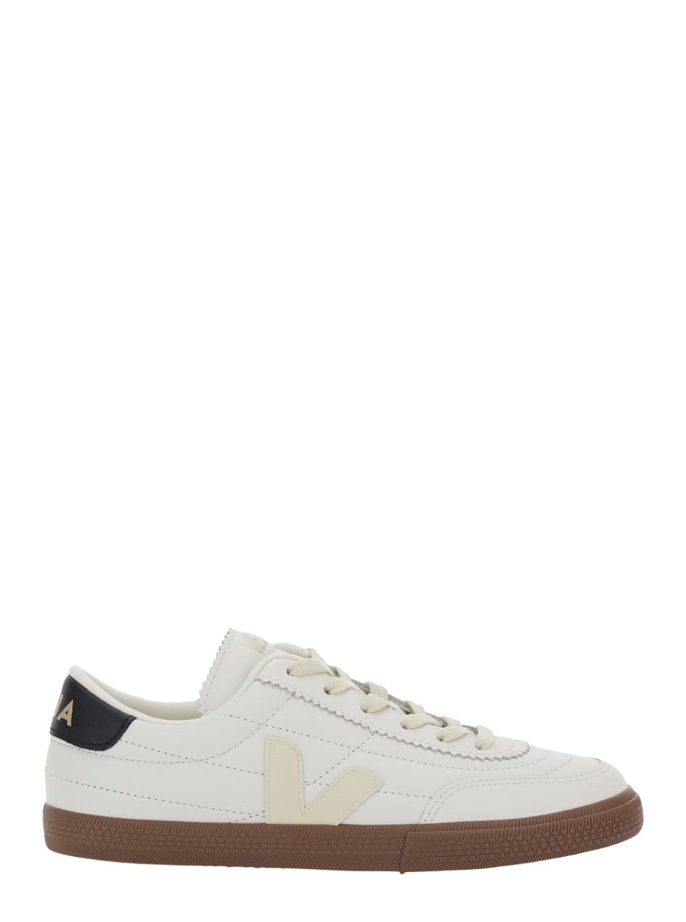 Veja panenka White Low Top Sneakers With Logo Patch On The Side And Contrasting Heel With Logo Lettering In Leather Unisex
