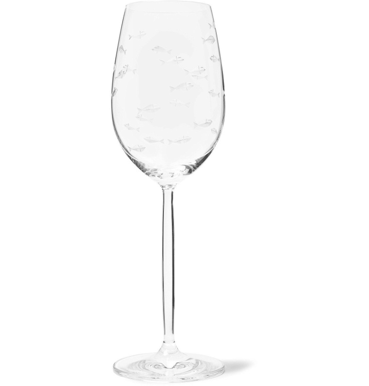 Photo: Linley - Fish-Etched Crystal White Wine Glass - Neutrals