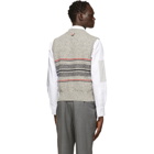 Thom Browne Grey Mohair Jacquard Cricket Stripe Vest