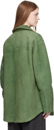 AURALEE Green Merino Mouton Shearling Shirt Jacket