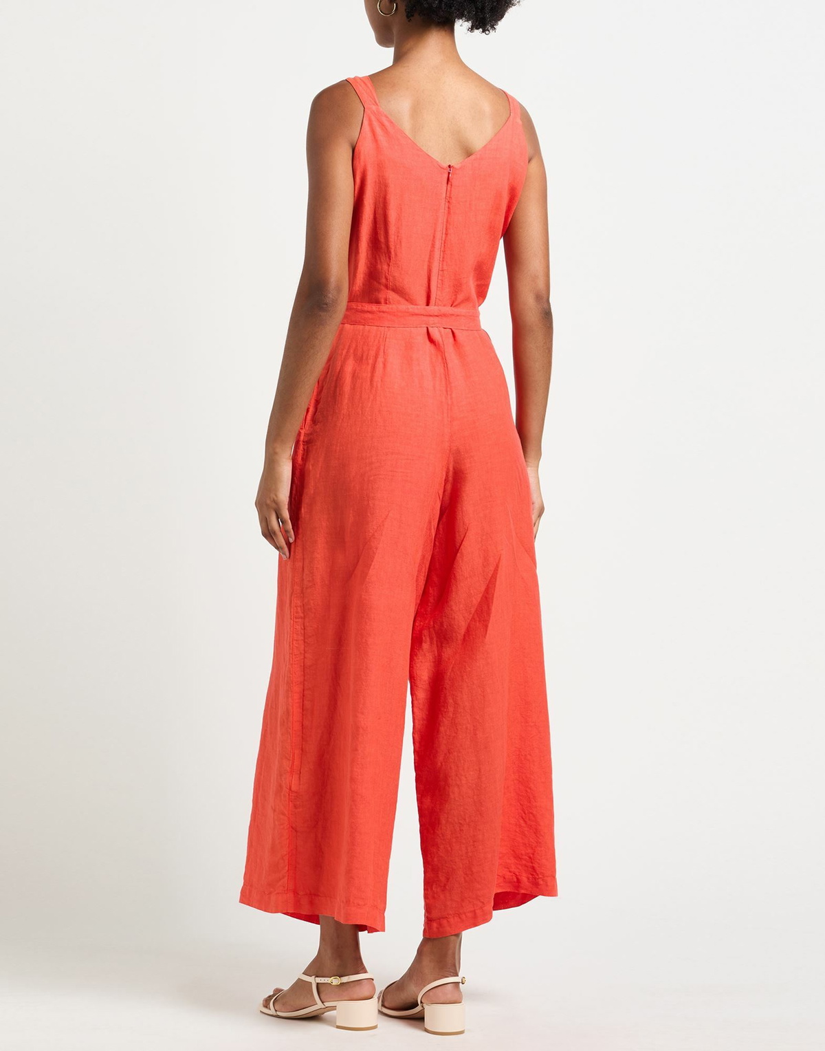 120% Lino Womens Jumpsuit in Tomato red