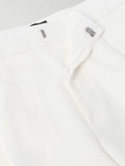 Brioni - Pienza Slim-Fit Straight-Leg Pleated Linen and Cotton-Blend Twill Shorts - White