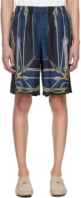 Photo: Versace Blue & Navy Nautical Shorts