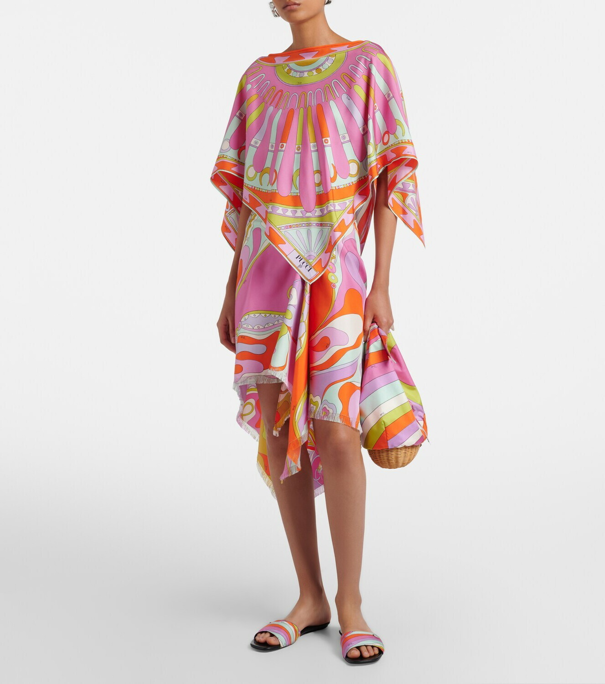 Pucci Orchidee silk twill midi skirt