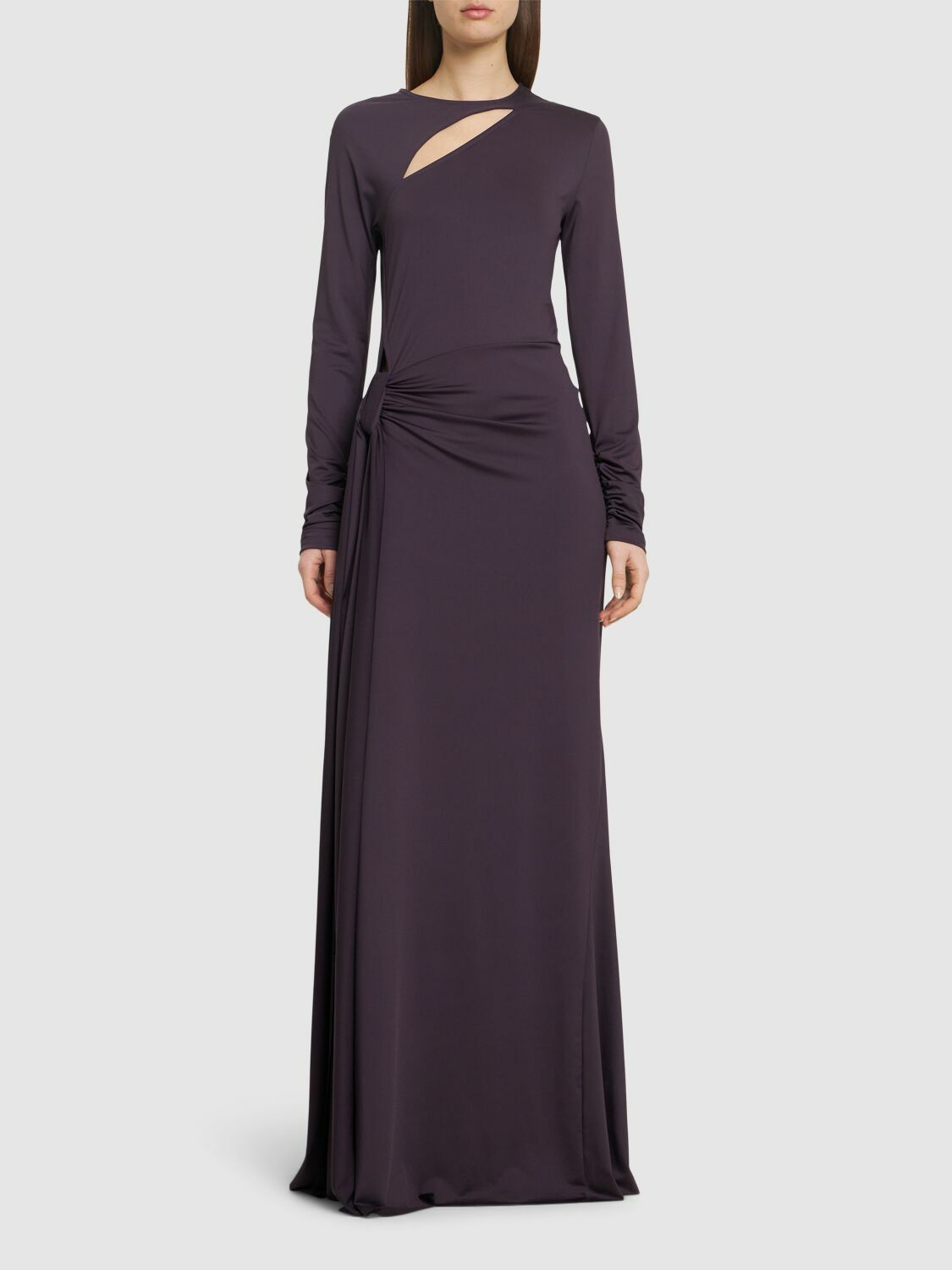 VICTORIA BECKHAM Fluid Drape Long Sleeve Tie-front Gown Victoria Beckham