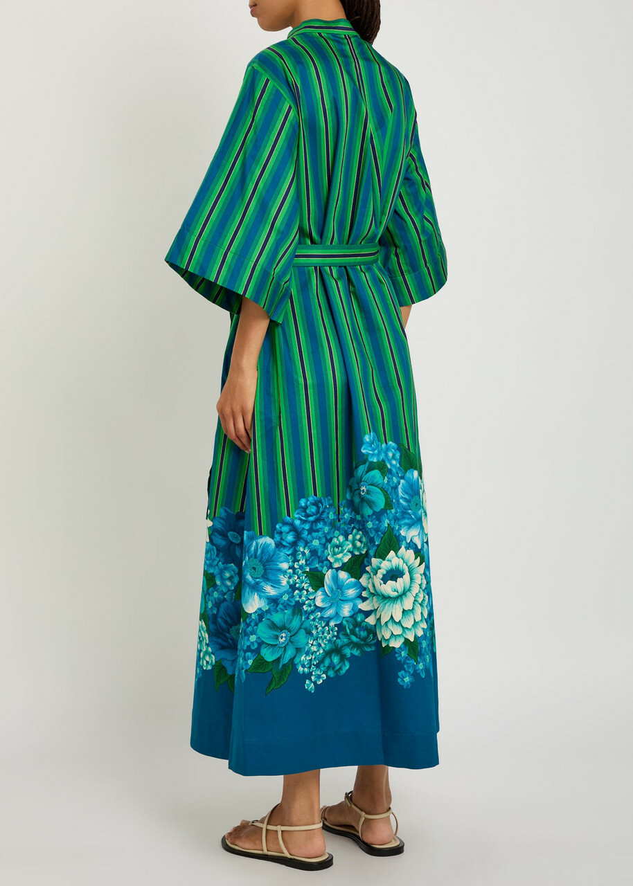 Alemais Margo Striped Cotton-poplin Midi Dress Multicoloured