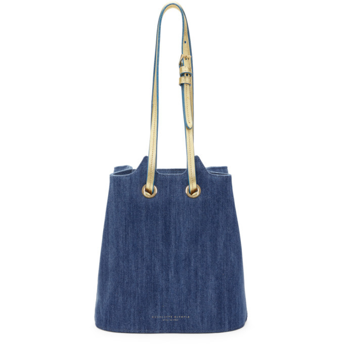 Charlotte Olympia Blue Denim Feline Bucket Bag Charlotte Olympia