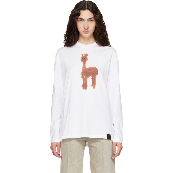 Photo: Stella McCartney White Watercolour Alpaca Long Sleeve Cotton T-shirt