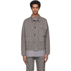 Robert Geller Grey and Off-White Striped Three-Pocket Jacket