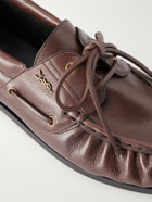 SAINT LAURENT - Le Loafer Monogram Logo-Appliquéd Leather Loafers - Brown
