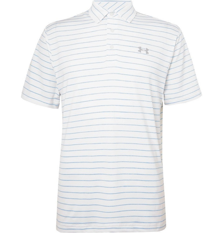 Photo: Under Armour - Playoff 2.0 Striped HeatGear Golf Polo Shirt - White