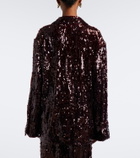 Erdem Floral-appliqué sequined shirt