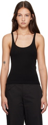 St. Agni Black Organic Cotton Slim Scoop Tank Top