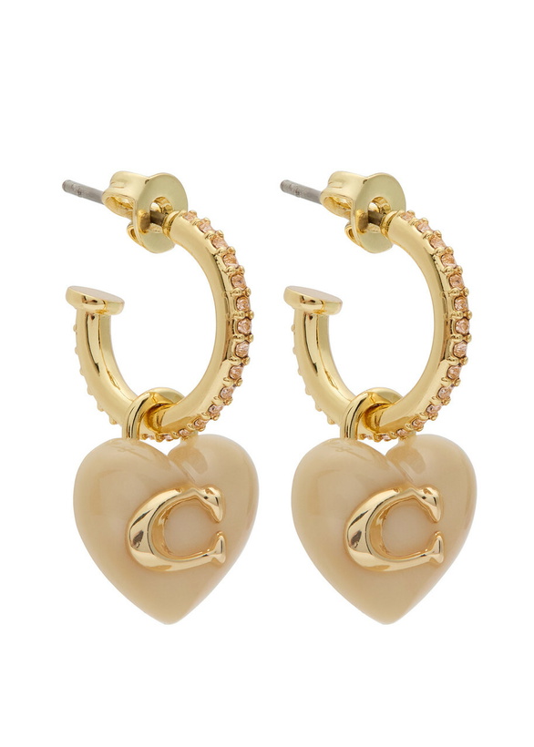 Photo: Coach Heart Hoop Earrings - Pink - One Size