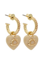 Coach Heart Hoop Earrings - Pink - One Size
