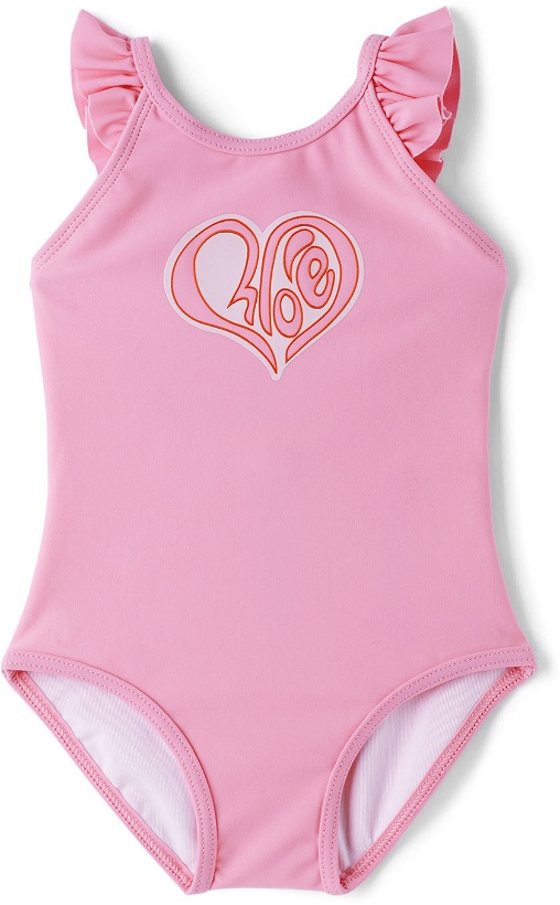 Photo: Chloé Baby Pink Heart Logo One-Piece Swimsuit