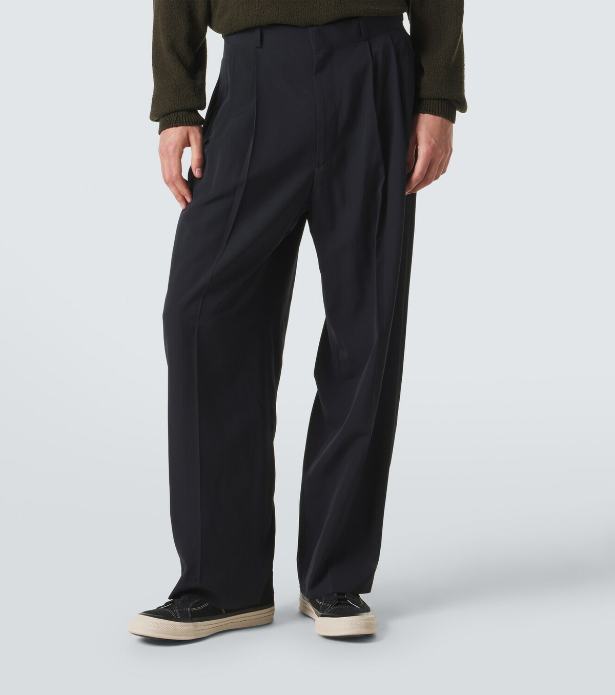 A.Presse Wool-blend wide-leg pants